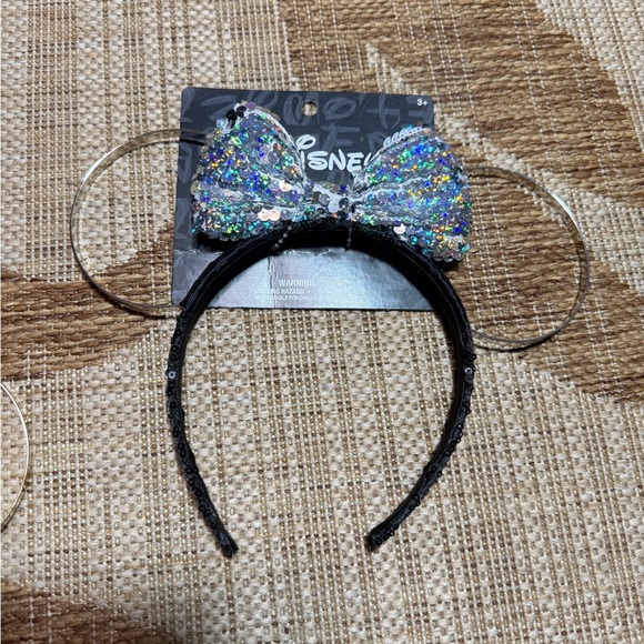 DISNEY EARS - 2 pieces! Gold/Silver and Gold/Floral Mickey Mouse Disneyworld NEW - Picture 3 of 5